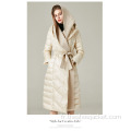 Manteau long en duvet à double capuche pour femmes OEM
